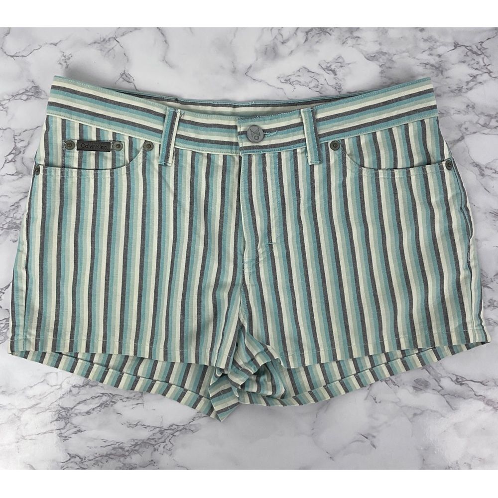 Calvin Klein Vintage Blue Striped Hipster Shorts 3
